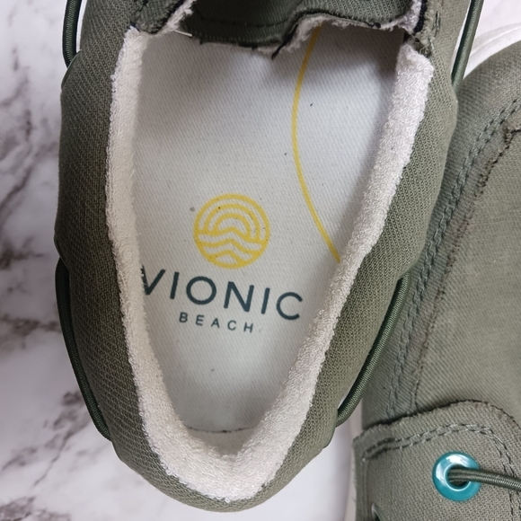 VIONIC Beach Mens 8 army green Skipper Slip-On Casual Comfort Shoes canvas - Picture 7 of 8